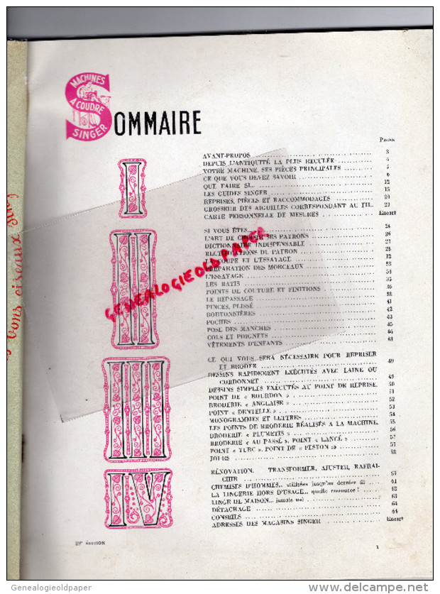 75- PARIS - BEAU CATALOGUE SINGER MACHINES A COUDRE--1953  COUTURE BRODERIE - 1950 - ...