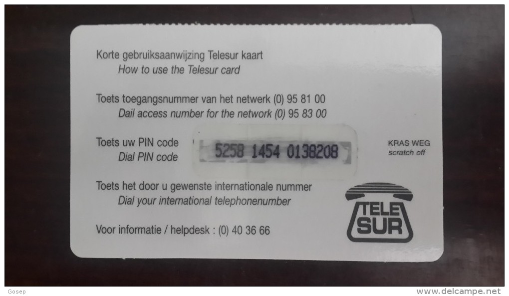 Surinam-(SR-TLS-PRE-004)-telesur Travel Card Green-(3)-($3)-(5258-1454-0138208)-used Card+1card Prepiad Free - Suriname