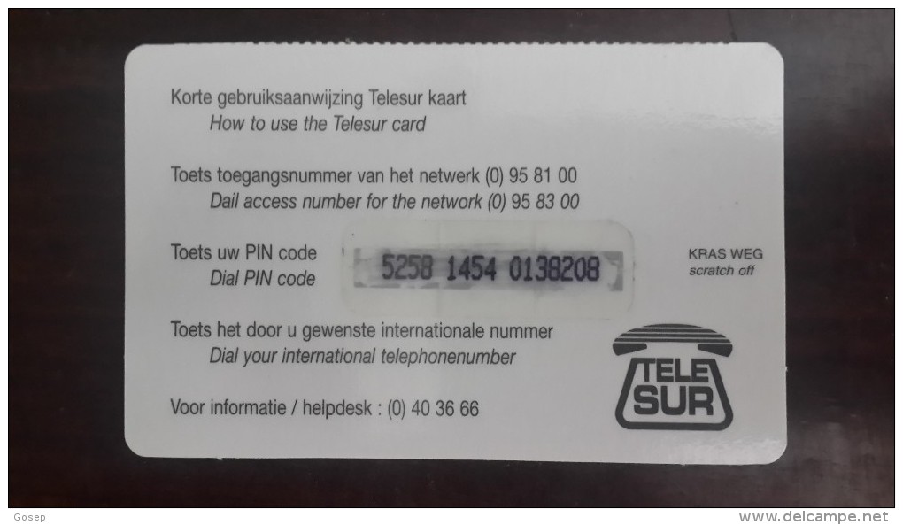Surinam-(SR-TLS-PRE-004)-telesur Travel Card Green-(3)-($3)-(5258-1454-0138208)-used Card+1card Prepiad Free - Surinam
