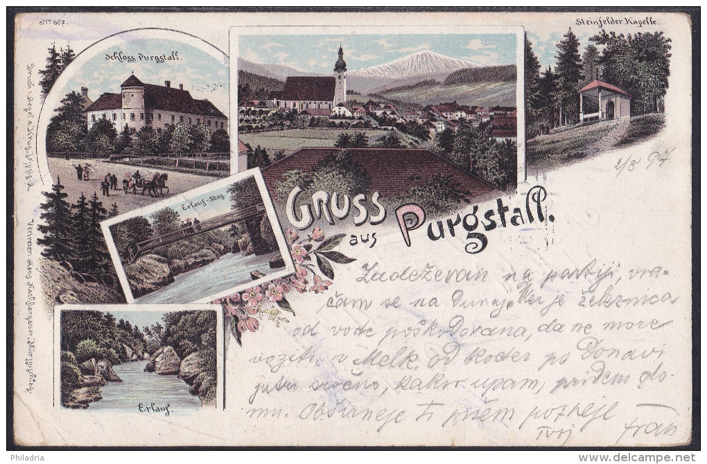 Gruss Aus Purgstall, Litho, Mailed In 1897 - Purgstall An Der Erlauf