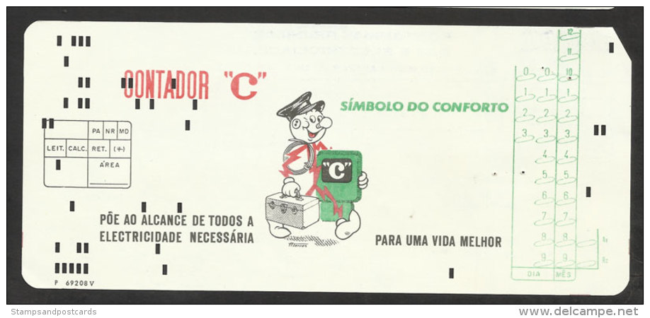 Portugal Facture Gaz Et électricité Carte Perforée Ordinateur IBM 1972 Gas & Electricity Bill IBM Computer Punched Card - Portugal