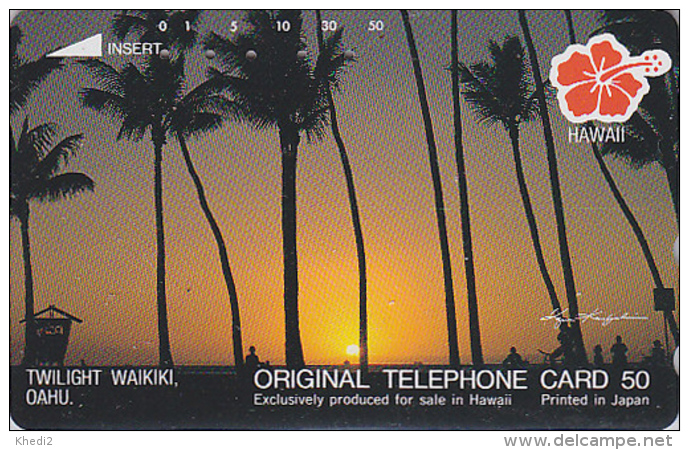 Télécarte Japon / 110-148504 - Site HAWAII / Série Hibiscus - Coucher De Soleil - Sunset Japan Phonecard USA Rel. - 821 - Landschaften