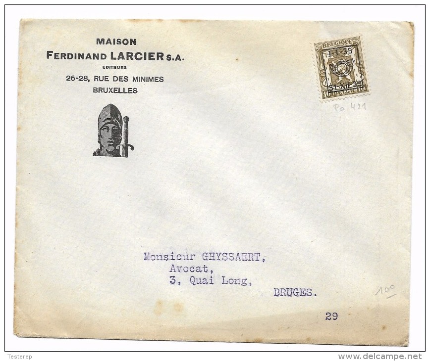 Preo  10 Ct. Op Brief  I.I.39  - 31.XII.39 - Typo Precancels 1936-51 (Small Seal Of The State)