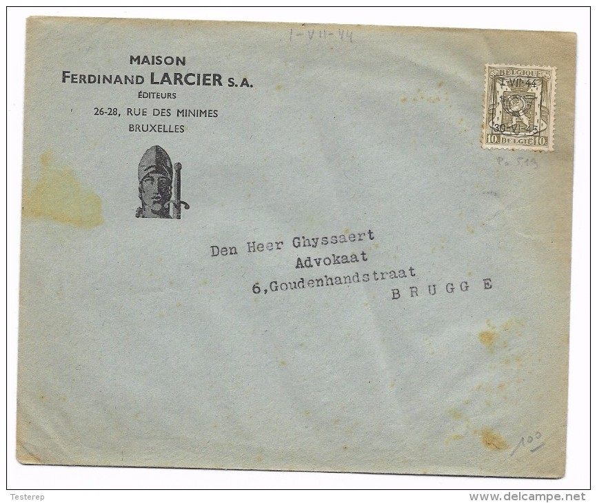 Preo  10 Ct. Op Brief  I.VII.44 - 30.VI.45 - Typo Precancels 1936-51 (Small Seal Of The State)