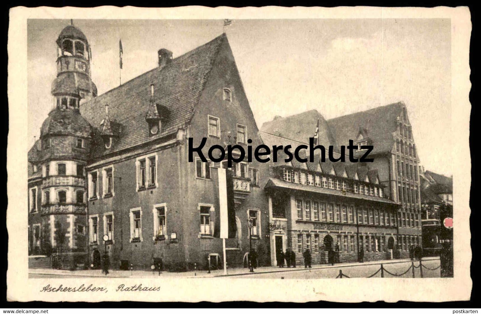 ALTE POSTKARTE ASCHERSLEBEN RATHAUS Beflaggung Flagge AK Ansichtskarte Postcard Cpa - Aschersleben