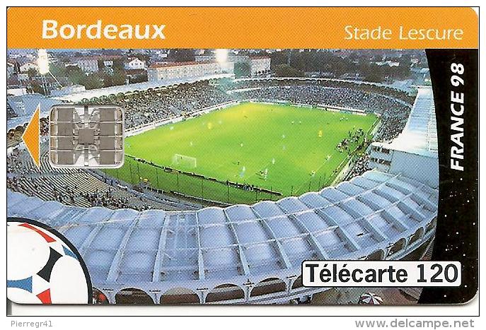 CARTE-PUBLIC-F 873.985-120U-04/98-SC7-BORDEAUX-STADE-COUPE DU MONDE 98-V° N°SERIE Commtt Par 7-UTILISE-TBE-RARE-Va Rieté - Varietà