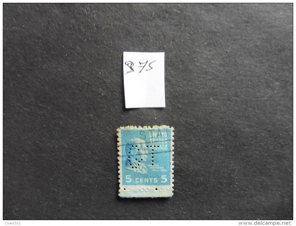 Etats-Unis :Perfins :timbre N°375  Perforé   GT  Oblitéré - Perfins