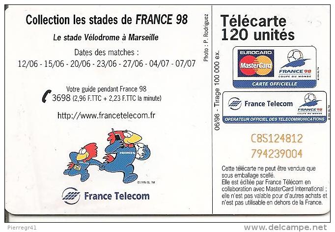 CARTE-PUBLIC-F 876.985-120U-04/98-SC7-BORDEAUX-STADE-COUPE DU MONDE 98-V° N°SERIE Commtt Par 7-UTILISE-TBE-RARE-Va Rieté - Errors And Oddities