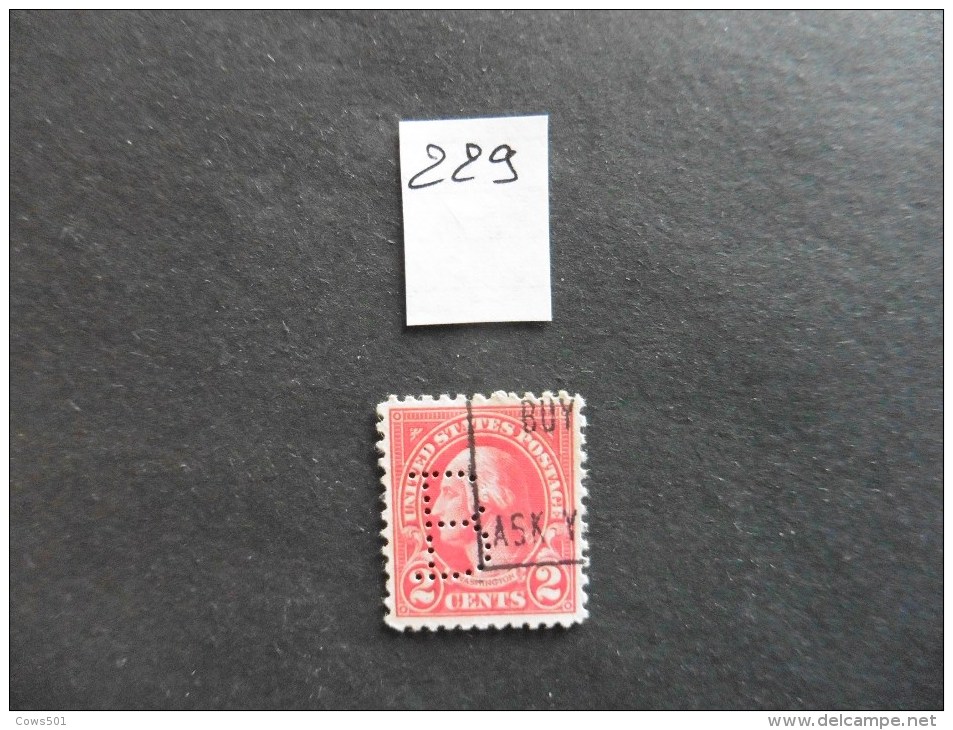 Etats-Unis :Perfins :timbre N°229  Perforé  B   Oblitéré - Zähnungen (Perfins)