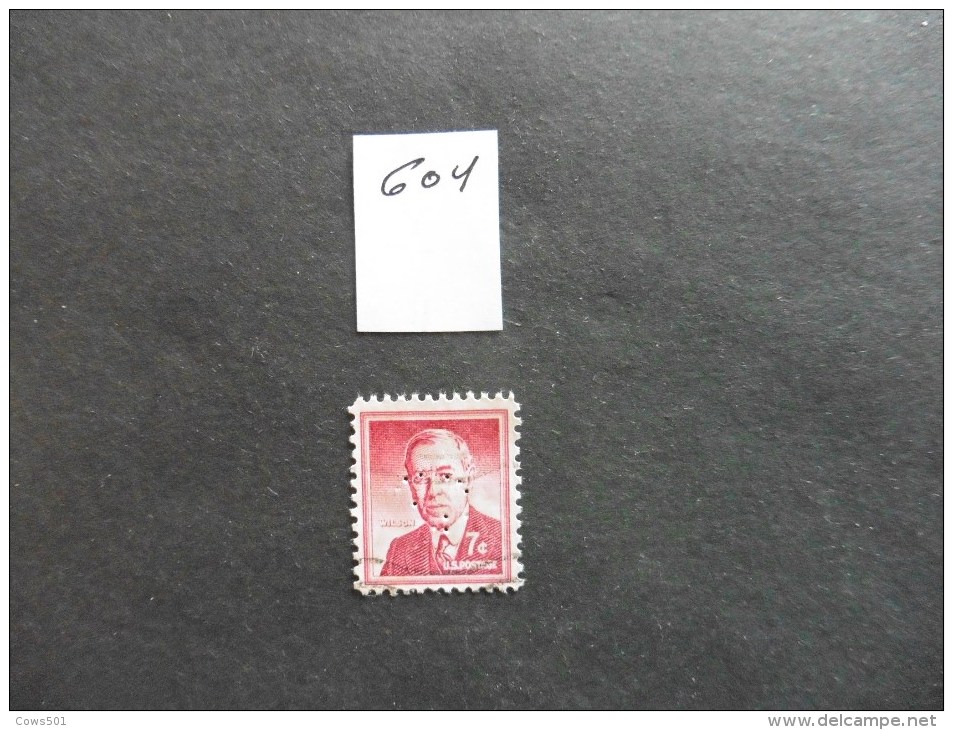 Etats-Unis :Perfins :timbre N°601  Perforé     Oblitéré - Zähnungen (Perfins)