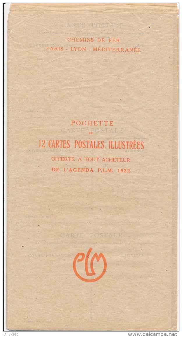 Rare Série De 12 Cartes Postales Illustrées PLM Sous étui Chemins De Fer PLM 1922 - Autres & Non Classés