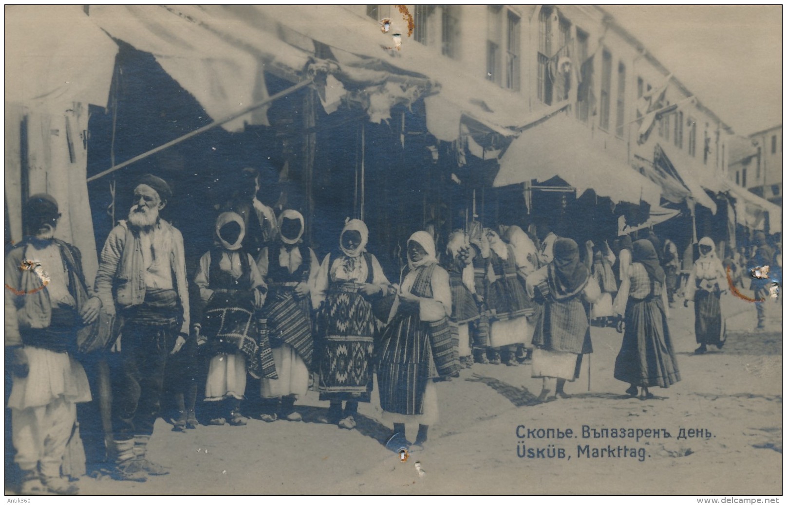 CPA SERBIE Carte-photo ÜSKÜB Markttag Rue Du Marché - Serbien