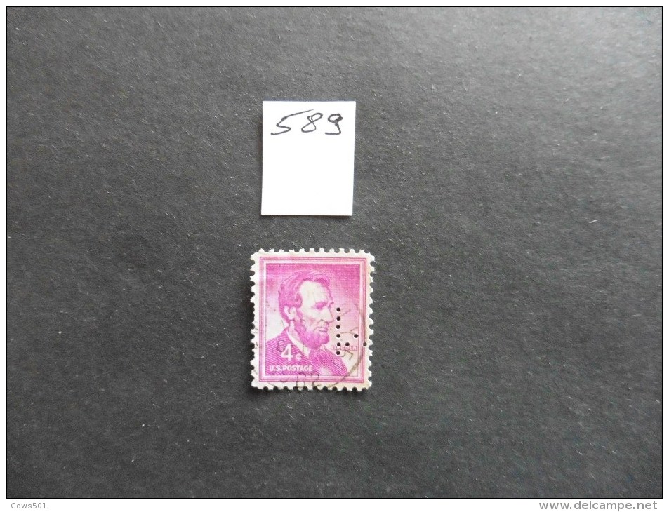Etats-Unis :Perfins :timbre N°589  Perforé  M   Oblitéré - Zähnungen (Perfins)