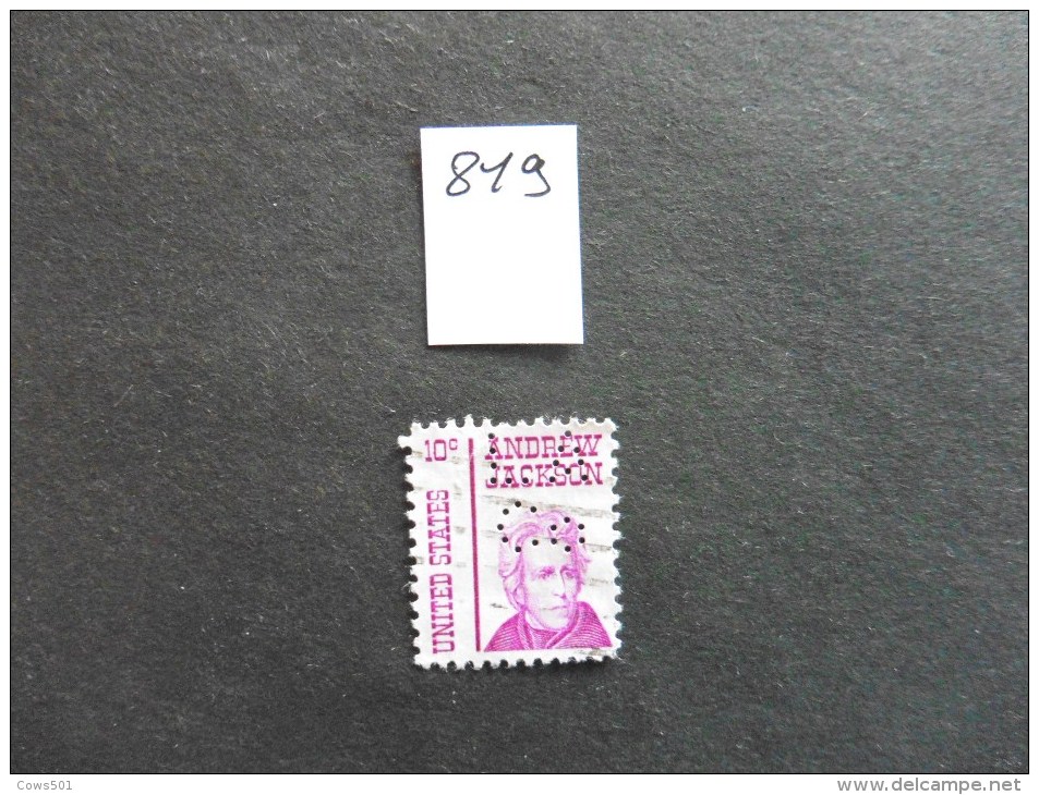 Etats-Unis :Perfins :timbre N° 819   Perforé   L A C O   Oblitéré - Zähnungen (Perfins)