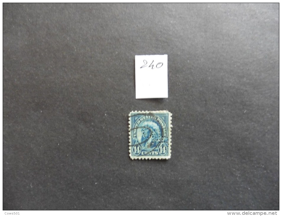 Etats-Unis :Perfins :timbre N° 240   Perforé  C N B   Oblitéré - Zähnungen (Perfins)