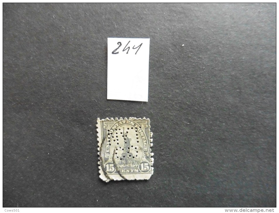 Etats-Unis :Perfins :timbre N° 241   Perforé  N V T C O   Oblitéré - Zähnungen (Perfins)