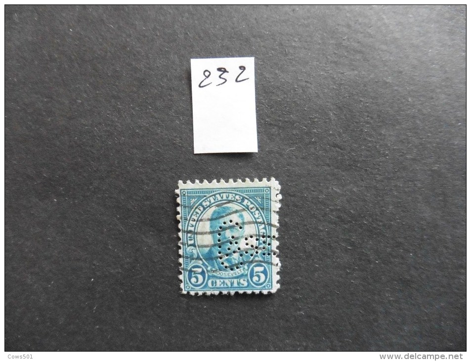 Etats-Unis :Perfins :timbre N° 232   Perforé   Ca Se   Oblitéré - Zähnungen (Perfins)