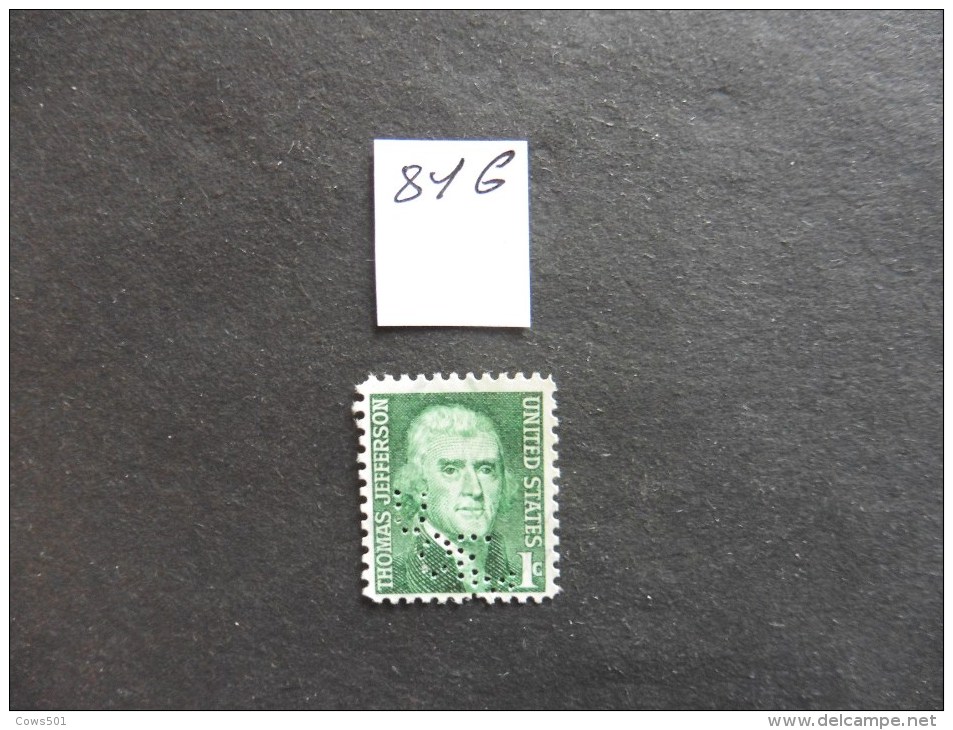 Etats-Unis :Perfins :timbre N° 816   Perforé   U O F M   Oblitéré - Perfins