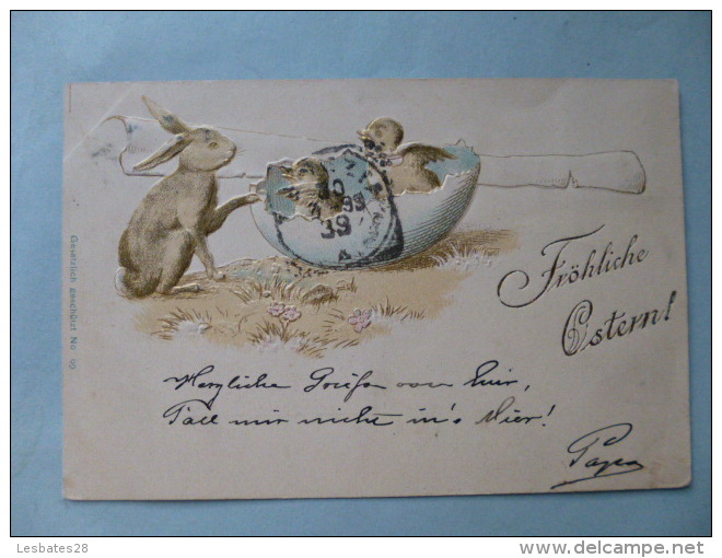 Österreich Austria Postal Card 5 Kreuzer  1899  FANTAISIES  CHROMOS  RELIEF  Fröhliche Ostern   Joyeuses Paques  Aout 20 - Oblitérés