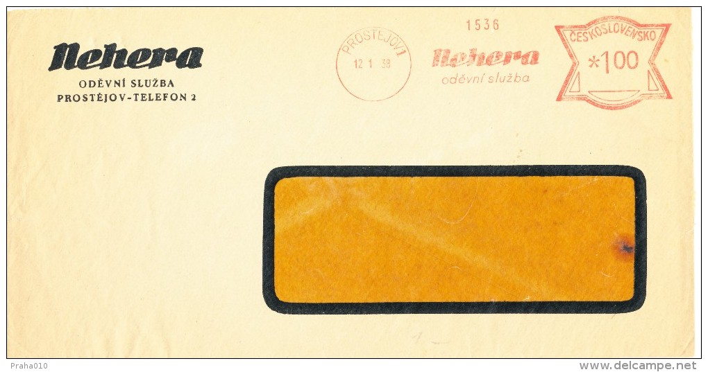 K8755 - Czechoslovakia (1938) Prostejov 1: "Nehera" Clothing Service (letter) Tariff: 1,00 Kc - Factories & Industries