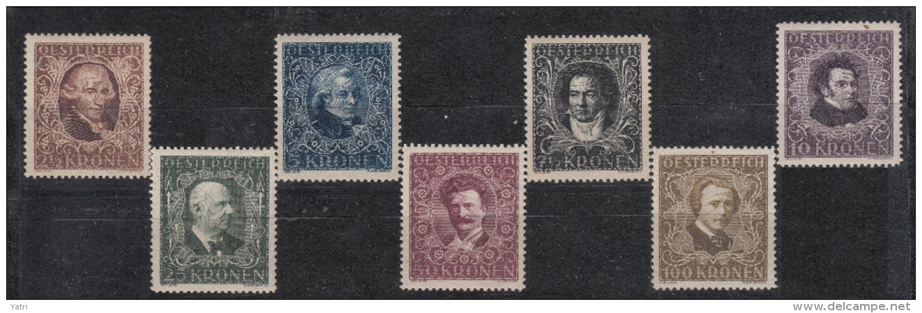 Austria, 1922  - ** Komponisten U. Musicker - Mi. 418a/424a - Unused Stamps