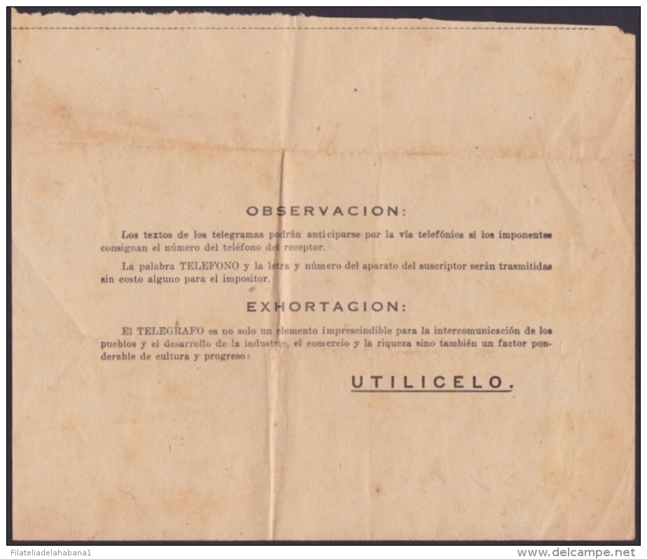 TELEG-187 CUBA (LG-624) 1947 TELEGRAMA TELEGRAM TELEGRAPH+ SOBRE. MARCA POSTAL CRISTO. - Telegraph