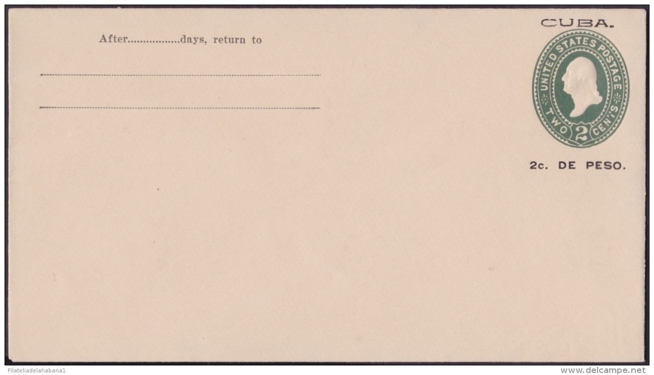 1899-EP-148. CUBA US OCCUPATION. 1899. ENTERO POSTAL US HABILITADO. 2c. Ed.42. "C" BROOKEN. POSTAL STATIONERY. - Lettres & Documents