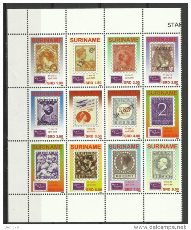 SURINAM 2008 STAMP ON STAMP SHEET MNH - Suriname