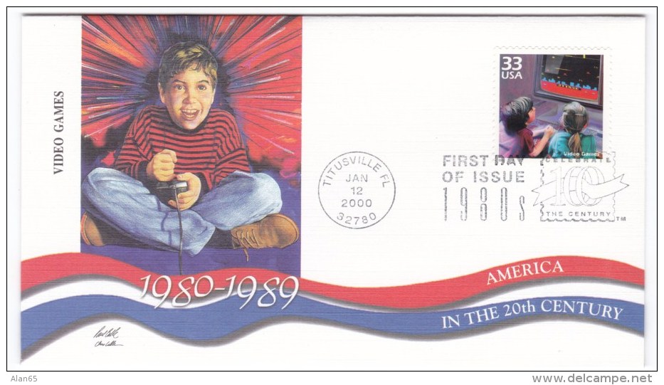 Sc#3190l Video Games 1980s Celebrate The Century FDC First Day Of Issue 2000 Cover - 1991-2000