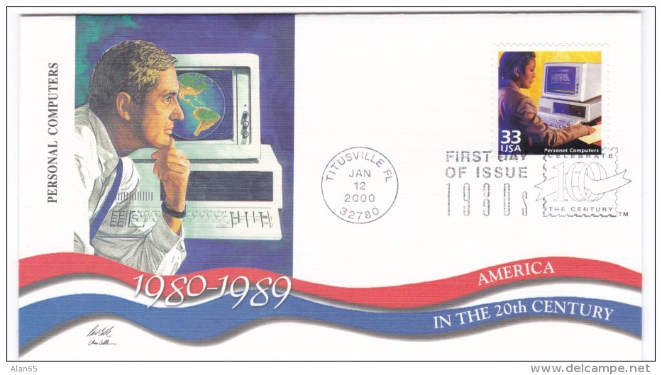 Sc#3190n Personal Computers 1980s Celebrate The Century FDC First Day Of Issue 2000 Cover - 1991-2000