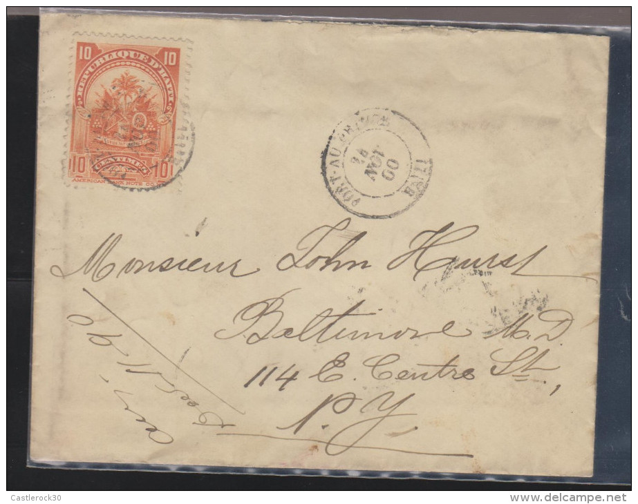 O) 1898 HAITI, COAT OF ARMS, 10 CENTIMES RED, COVER TO NEW YORK-USA, XF - Haiti