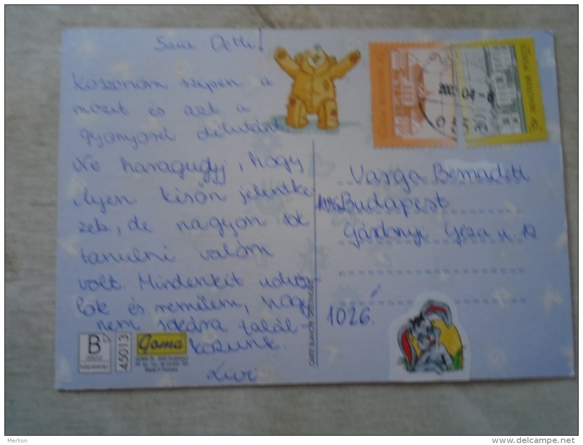 D138452  Hungary  Used Stamps On Postcard  -20 + 6 Ft  Bear  Teddy Bear   Ca 2000 - Used Stamps