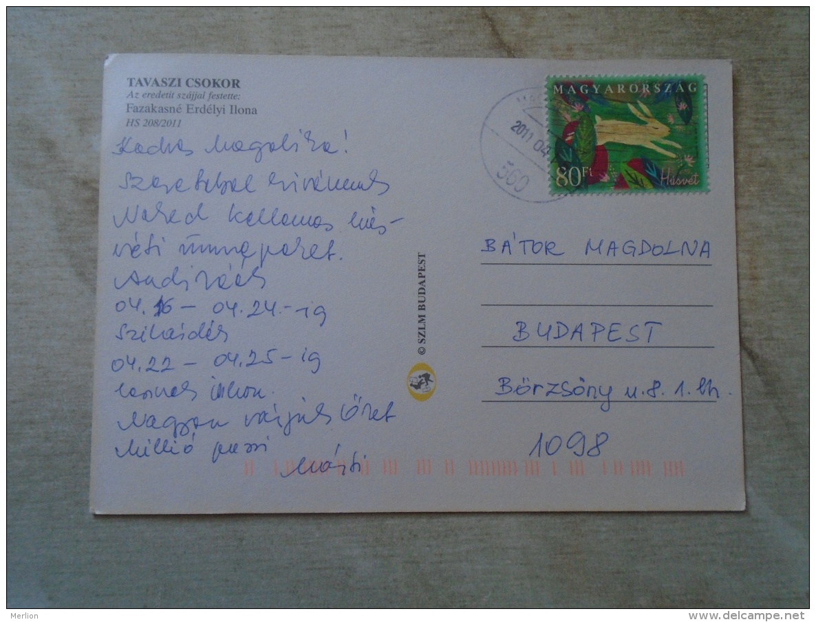 D138468   Hungary  Used Stamps On Postcard   80  Ft   2011  Easter Stamp Rabbit - Used Stamps
