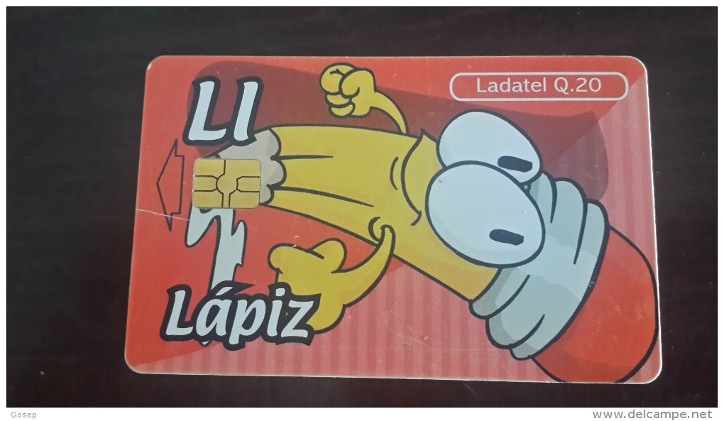 Guatemala-(gua-208)-Li-LAPIZ-alphabet-(9)-(ladatel Q.20)-(0035412484)-used Card+1card Prepiad Free - Guatemala