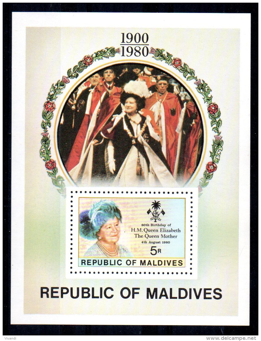 Maldives - 1980 - Queen Mother 80th Birthday Miniature Sheet - MNH - Maldives (1965-...)