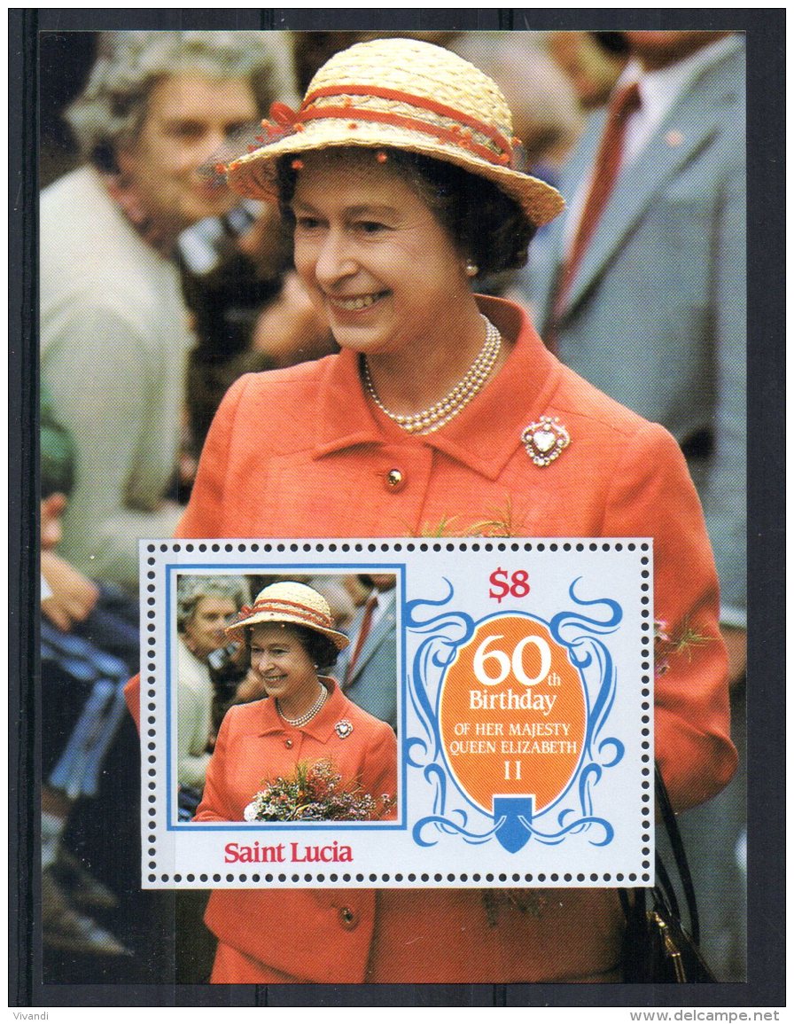 St Lucia - 1986 - QEII 60th Birthday Miniature Sheet - MNH - St.Lucie (1979-...)