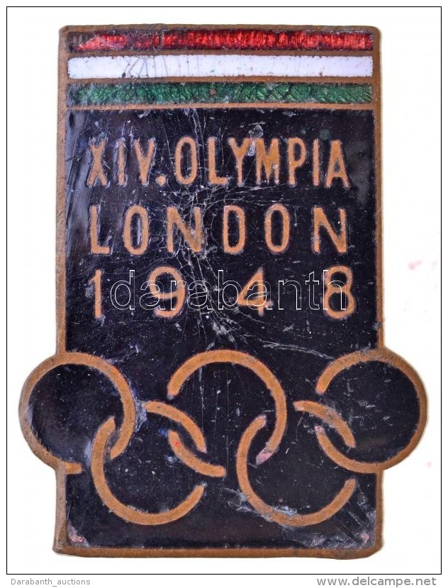 1948. 'XIV. Olimpia London 1948' Zománcozott Gomblyukjelvény (18x23mm) T:2- Apró... - Ohne Zuordnung