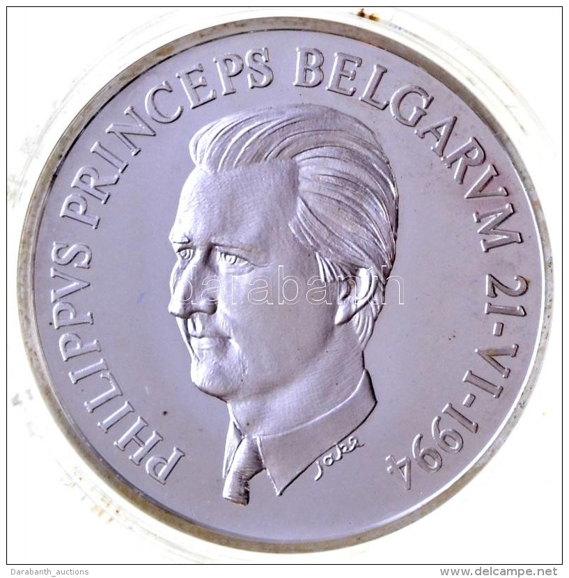 Belgium 1994. 'Fülöp Belga Herceg 1994. VI. 21.' Jelzett Ag Emlékérem Dísztokban,... - Unclassified