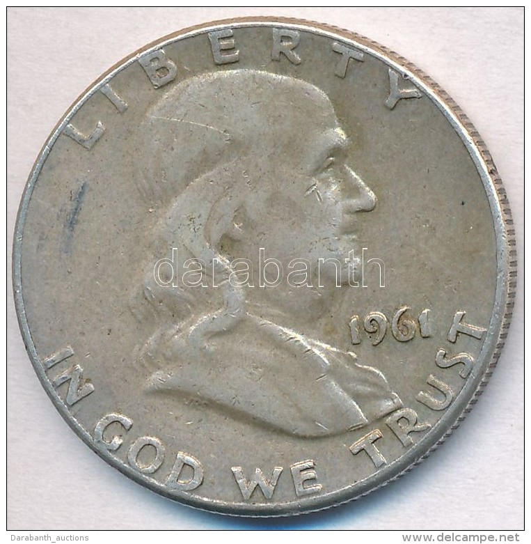 Amerikai Egyesült Államok 1961. 1/2$ Ag 'Franklin' T:2- Ph. 
USA 1961. 1/2 Dollar Ag 'Franklin' C:VF... - Ohne Zuordnung