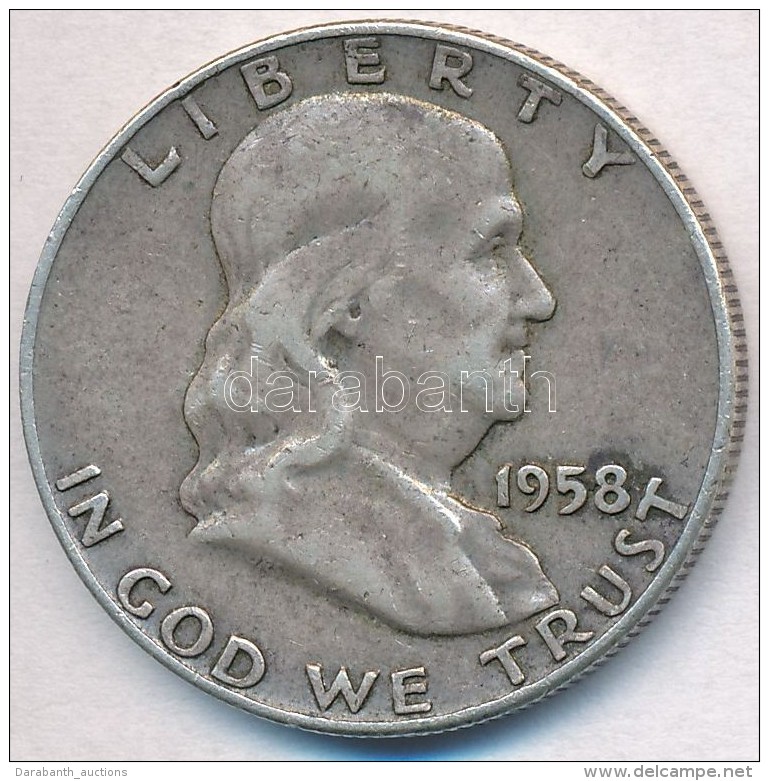 Amerikai Egyesült Államok 1958D 1/2$ Ag 'Franklin' T:2- 
USA 1958D 1/2 Dollar Ag 'Franklin' C:VF - Ohne Zuordnung