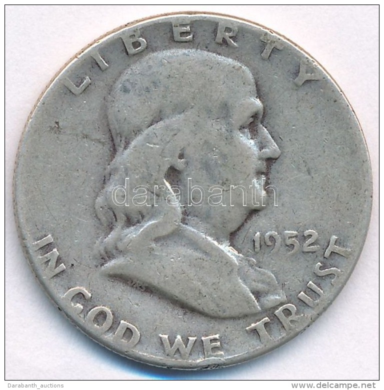 Amerikai Egyesült Államok 1952. 1/2$ Ag 'Franklin' T:3 Ph. 
USA 1952. 1/2 Dollar Ag 'Franklin' C:F Edge... - Unclassified