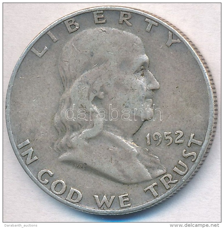 Amerikai Egyesült Államok 1952D 1/2$ Ag 'Franklin' T:2- 
USA 1952D 1/2 Dollar Ag 'Franklin' C:VF - Ohne Zuordnung