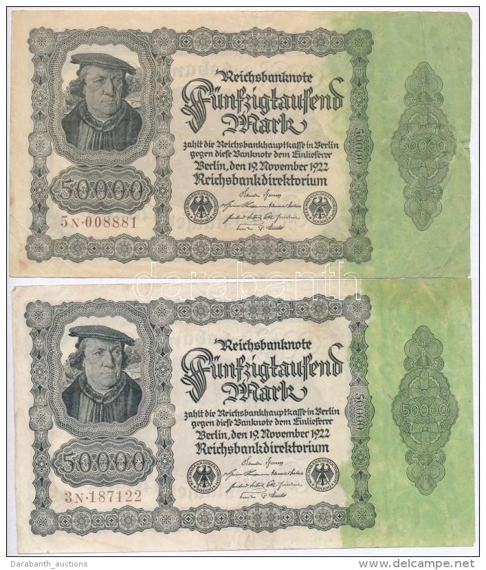 Németország / Weimari Köztársaság 1922. 50.000M (5x) Alapnyomat... - Unclassified