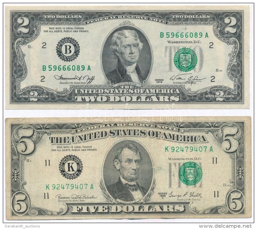 Amerikai Egyesült Államok 1969C 5$ 'Abraham Lincoln' Zöld Pecséttel 'Federal Reserve Note'... - Ohne Zuordnung