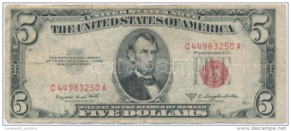 Amerikai Egyesült Államok 1953B 5$ 'Abraham Lincoln' Vörös Pecséttel T:III
USA 1953B 5... - Ohne Zuordnung