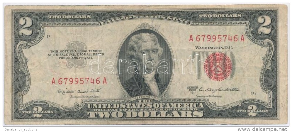 Amerikai Egyesült Államok 1953B 2$ 'Thomas Jefferson' Vörös Pecséttel T:III
USA 1953B... - Unclassified