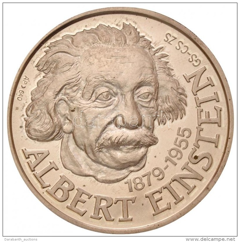 Csóka Zsuzsa (1962-) 1995. 'Albert Einstein' Jelzett Ag Emlékérem (46,28g/0.640/42,5mm) T:PP... - Ohne Zuordnung