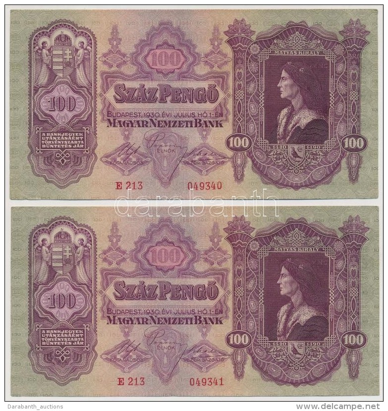 1930. 100P (4x) SorszámkövetÅ‘ek T:II-
Adamo P17 - Ohne Zuordnung