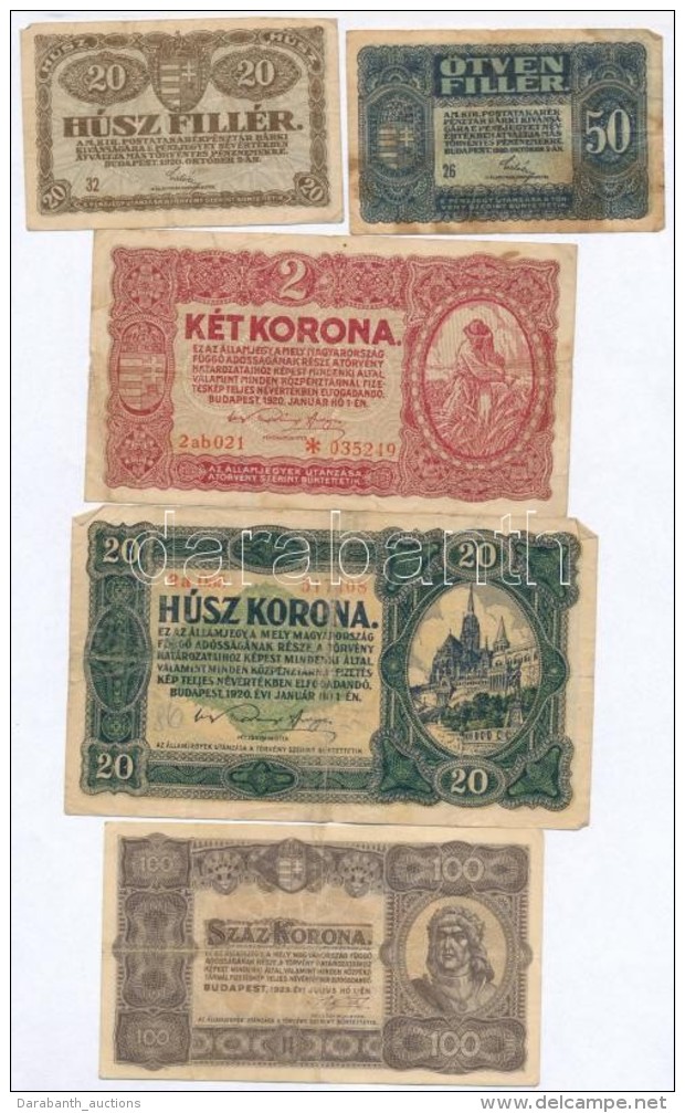 1920-1923. 10db-os Vegyes Magyar Korona Bankjegy Tétel T:III,III- - Ohne Zuordnung