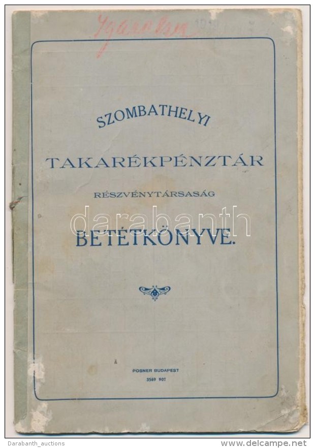 1919. 'Szombathelyi Takarékpénztár Részvénytársaság'... - Ohne Zuordnung